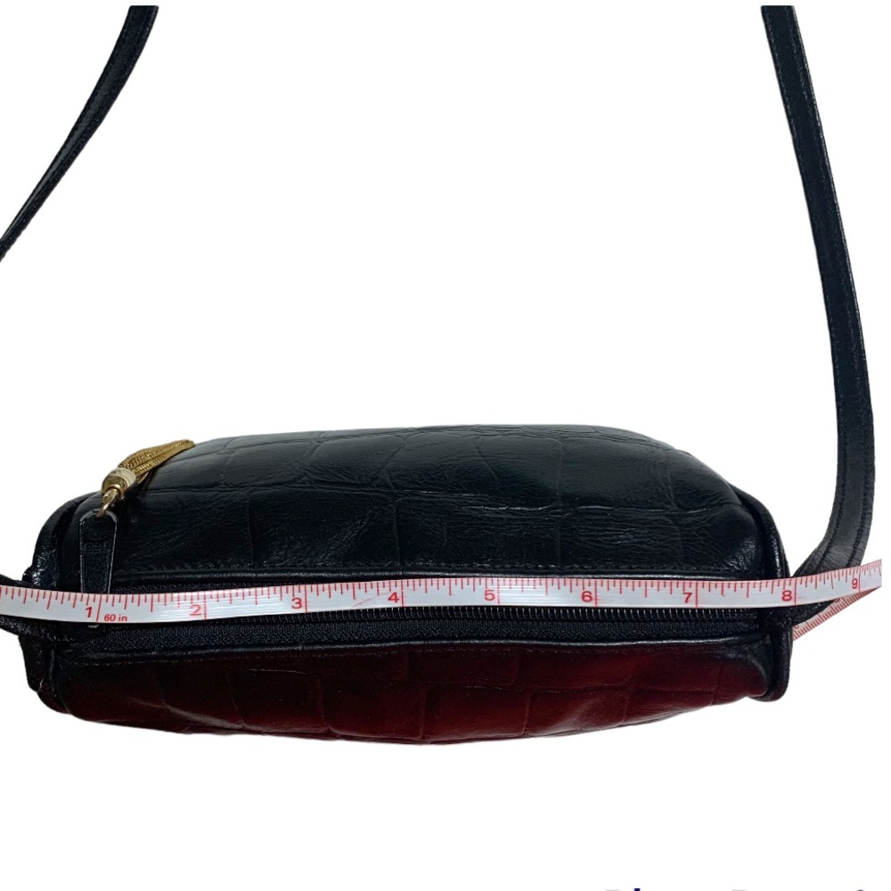 🆕 Vintage Black Leather Alligator Look Fashion Shoulder Bag Crossbody Purse - Picture 6 of 9